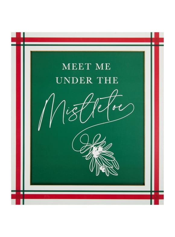Meet Me Under the Mistletoe Traditional Hanging Christmas Sign, 18 inch, Green, Holiday Time
