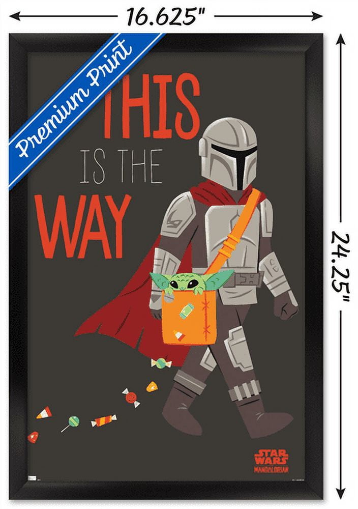 Star Wars: The Mandalorian - Mando Trick Or Treat Wall Poster, 14.725" x 22.375", Framed