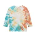 thumbnail image 4 of Spazoro Toddler Child Girls Casual T-Shirts Tee, Tie Dye Fashion Summer Crew Neck 3/4 Sleeve Loose Tops Trousers for Girls Orange Size 5 T, 4 of 4