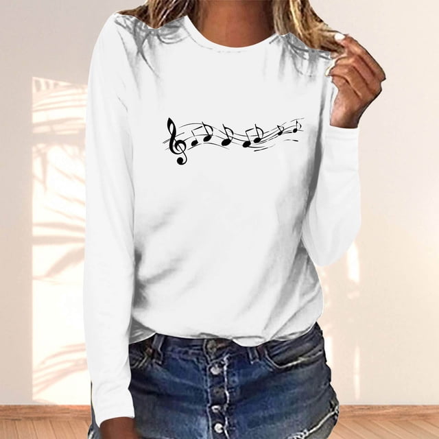 Simua Chandail en Molleton pour Femmes Manches Longues Imprimé Lettre Col Rond Blouses Décontractées T-Shirts