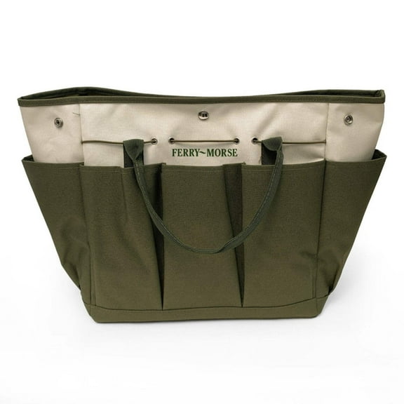 Ferry Morse Garden Tool Bag, 8 Pockets Gardening Bag, Heavy Duty Tote Caddy