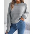 thumbnail image 3 of ZAXARRA Women's Fall Sweaters Long Sleeve Crew Neck Solid Color Pullover Casual Ribbed Knit Tops, 3 of 6