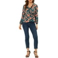 thumbnail image 2 of Allegra K Women's Ruffle V-Neck Blouse Floral Self Tie Wrap Peplum Top, 2 of 5