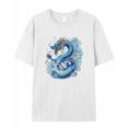 thumbnail image 7 of Blue Chinese Dragon Men's T Shirts Blue Dragon T-Shirt for Men Crew Neck Tees Cotton Tops, White, L, 7 of 7