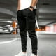 thumbnail image 1 of Pantalones largos de moda para hombre, casuales, de color sólido, con bolsillos y cremallera, cintura elástica, de poliéster., 1 of 5