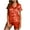 Orange, variant on Summer Pajamas for Women Womens Silk Satin Pajamas Set Two-Piece Sleepwear Loungewear Pajama Sets Red XL