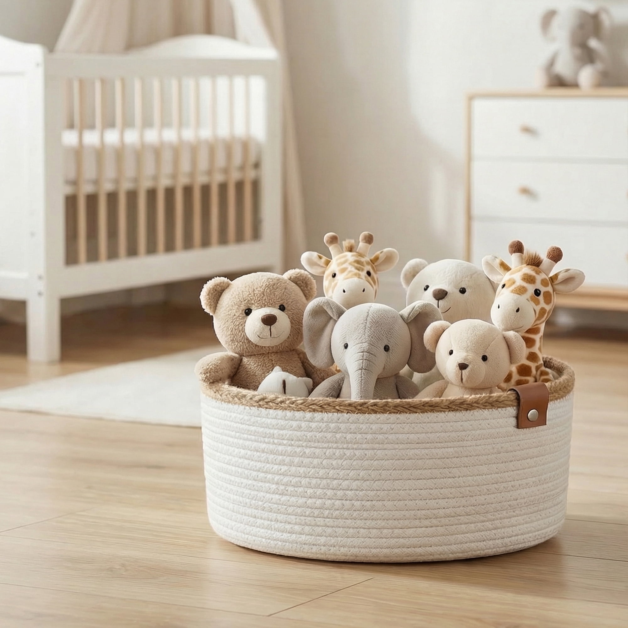 Unique Bargains Woven Storage Basket for Key Tray Bowl White-Brown 9.4*9.4*3.9in