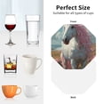 thumbnail image 6 of Fuzoiu Flower White Horse (2) Print Leather Coasters Set,Drink Coasters Set of 4,for Tabletop Protection, Durable PVC Coasters,Home Décor and Housewarming Gift-Octagon, 6 of 6