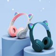 thumbnail image 3 of Wireless Headset Cute Cat Shape HiFi Sound Quality Luminous Stereo Bluetooth Headphones for Home School Office Dark Blue, 3 of 4