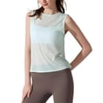 thumbnail image 3 of BRGZLK Women's Tank Tops Solid Color Workout Dry Fit Simple Slit Casual Sleeveless Athletic Gym Cropped Top Running Sports Yoga Active Round Neck Shirts, 3 of 7