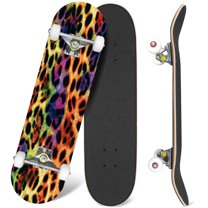 31'' Complete Skateboard 7 Layer Canadian Maple Double Kick Deck Skateboards combination colorful colour leopard snake tiger textures textile Skate Board for Beginner Adult Gifts