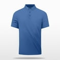 thumbnail image 2 of safuny Men's Turn Down Collar Quarter Button Shirts Regular Business Tops Short Sleeve Pullovers Casual Workout Blouses Activewear Solid Color Tees Summer Trendy Blue XXXL, 2 of 8