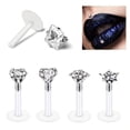 thumbnail image 3 of LAURITAMI 16G 4Pcs Tragus Earrings Lip Rings Jeweled Cartilage Helix Earrings Flexible Clear Bar, 3 of 3