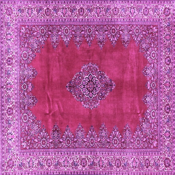 Ahgly Company Indoor Square Medallion Purple Traditional Area Rugs, 5' Square