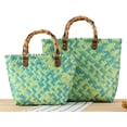 thumbnail image 3 of Handwoven Tote Bag for Women Straw Hobo Bag with Bamboo Handle PVC Bag Rattan Woven Handbag Summer Beach Purse, 3 of 7