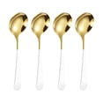thumbnail image 2 of Round Spoon 304 Stainless Spoon Fork Household Cute Small Soup Spoon Thick Round Bottom Eating Spoon,4Pc Spoon Clearance, 2 of 9