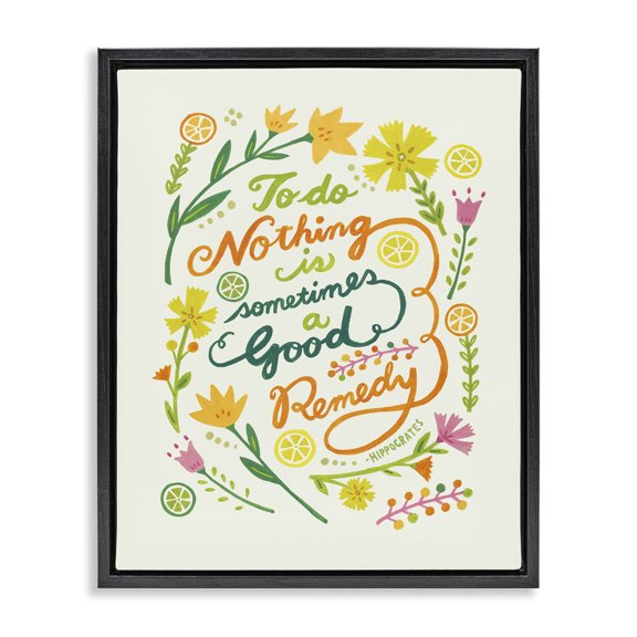 Stupell Industries Eclectic Doing Nothing Good Remedy Black Floating Frame Canvas Art, 17 x 21, by Irene Chan