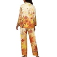 thumbnail image 5 of Kuiaobaty Maple Leaf Print Women Pajama Sets Thanksgiving Long Sleeve Pj Sleepwear Soft Comfy Button Down Sleep Sets Loungewear with Pockets, S, 5 of 7
