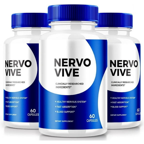 (3 Pack) NervoVive Capsules, Nervo Vive Nerve Health Support Pills, All Natural Potent Supplement, Maximum Strength Formula for Overall Health and Wellness, Official Reviews (180 Capsules)