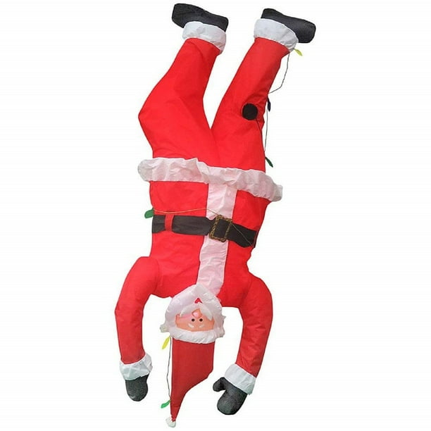 Christmas Inflatable 6.5' Upside Down Hanging Santa - Walmart.com ...