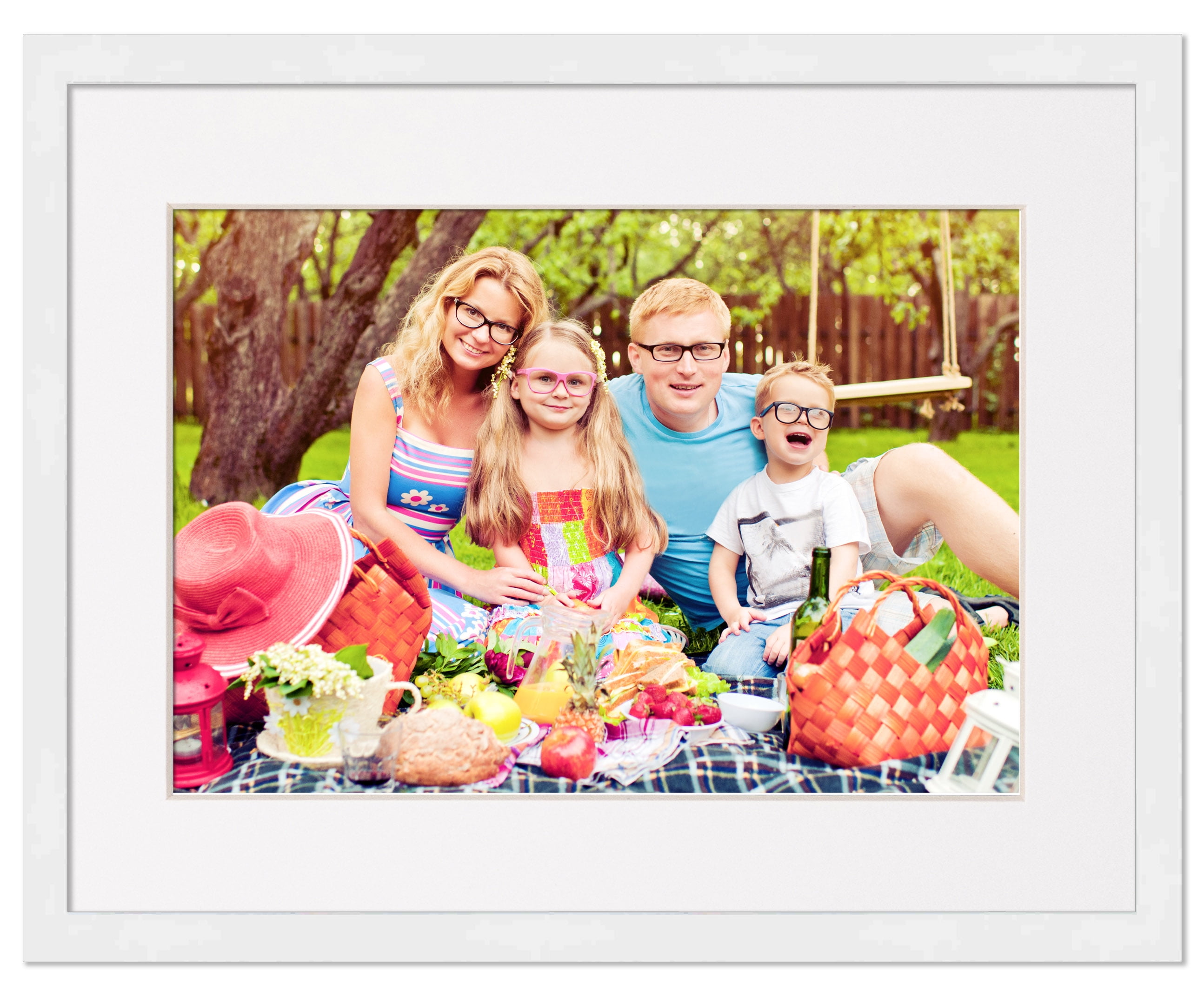 9x13 White Wood Picture Frame - UV Acrylic, Foam Board Backing, Hanging Hardware