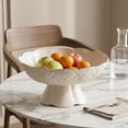 thumbnail image 1 of Frutero con pedestal y orificios de drenaje, multiusos, elegante, para servir aperitivos, ideal como centro de mesa para aniversarios o para el hogar. Blanco, 1 of 8