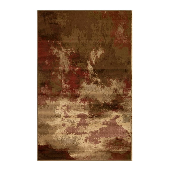BNM Eclectic Multi-Tone Abstract Indoor Rug, 4' x 6', Maroon