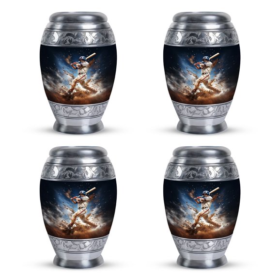 Explosive Baseball Hit - Urns For Ashes Keepsake - Miniture Urn - 3 Inch - Pack Of 4 - Human Remain Urn - Decorative Urns For Human Ashes - Mini Keepsake Urns - Cremation Urn For Human Ashes