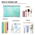 thumbnail image 4 of Zufioo Cyan Mint Marble Print DuPont Paper Portable Toiletry Bag, 8.9x6.5 inch Zippered Hand-held Paper Cosmetic Bag Storage Tool Kit, 4 of 7