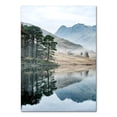thumbnail image 1 of Paisaje de bosque de nieve nórdica, cartel de ciervos, Animal, lago, barco, hojas de Navidad, montaña, nieve, impresiones, pintura, decoración de imagen natural, 1 of 4