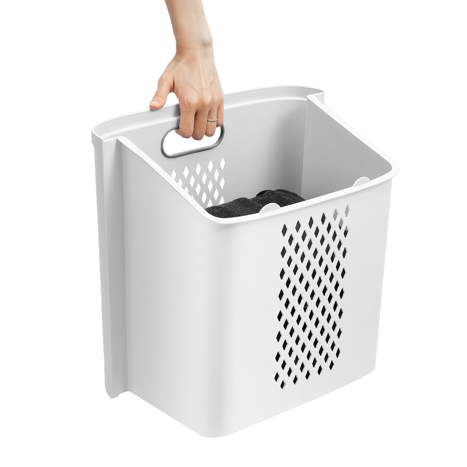 3 Tiers Grey&White Household Hamper Freestanding Portable Laundry Storage Basket for Bedding T-shirts Pants