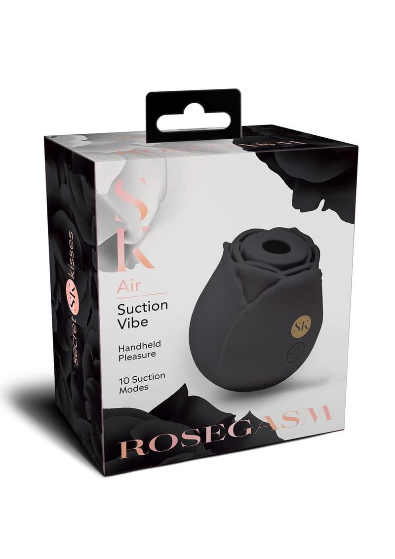 Secret Kisses Rosegasm Air Rechargeable Silicone Clitoral Vibrator, Black