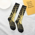 thumbnail image 4 of Daiia Sports Socks Gold Spider On The Web Printed Novelty Crew Socks for Men Women Knee High Socks Cotton Socks Soft & Breathable Support Unisex Socks, 4 of 9