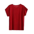 thumbnail image 2 of Nmnitkp Oversized Women's Short Sleeve T-Shirts Solid Color Crew Neck Short Sleeve T-Shirt, Loose Fit Casual Summer Tops for Women Daily Wear Wine,3XL, 2 of 5