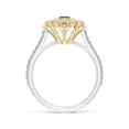 thumbnail image 2 of ANGARA Natural Vintage Inspired Emerald Floral Halo Ring with Milgrain in 14K White & Yellow Gold for Women (Size-4.5mm) | May Birthstone, Anniversary, Jewelry Gift for Women | Natural Emerald Ring, 2 of 10