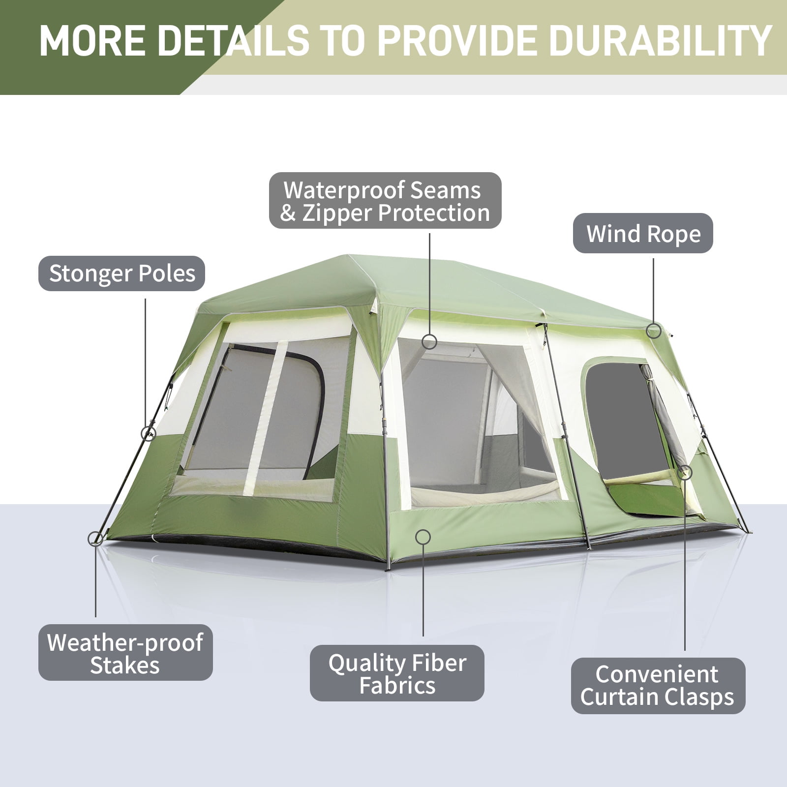 Zimtown 10 Person Camping Tent Instant Cabin Tent for Outdoor, Picnic, Camping, Friends Gathering,Green