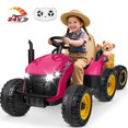 thumbnail image 1 of TOKTOO 24V Powered Ride on Tractor Max 4.3Mph w/ EVA Tires, Tippable Trailer, Remote Control, Tractor Ride on Toy for Kids-Pink, 1 of 16