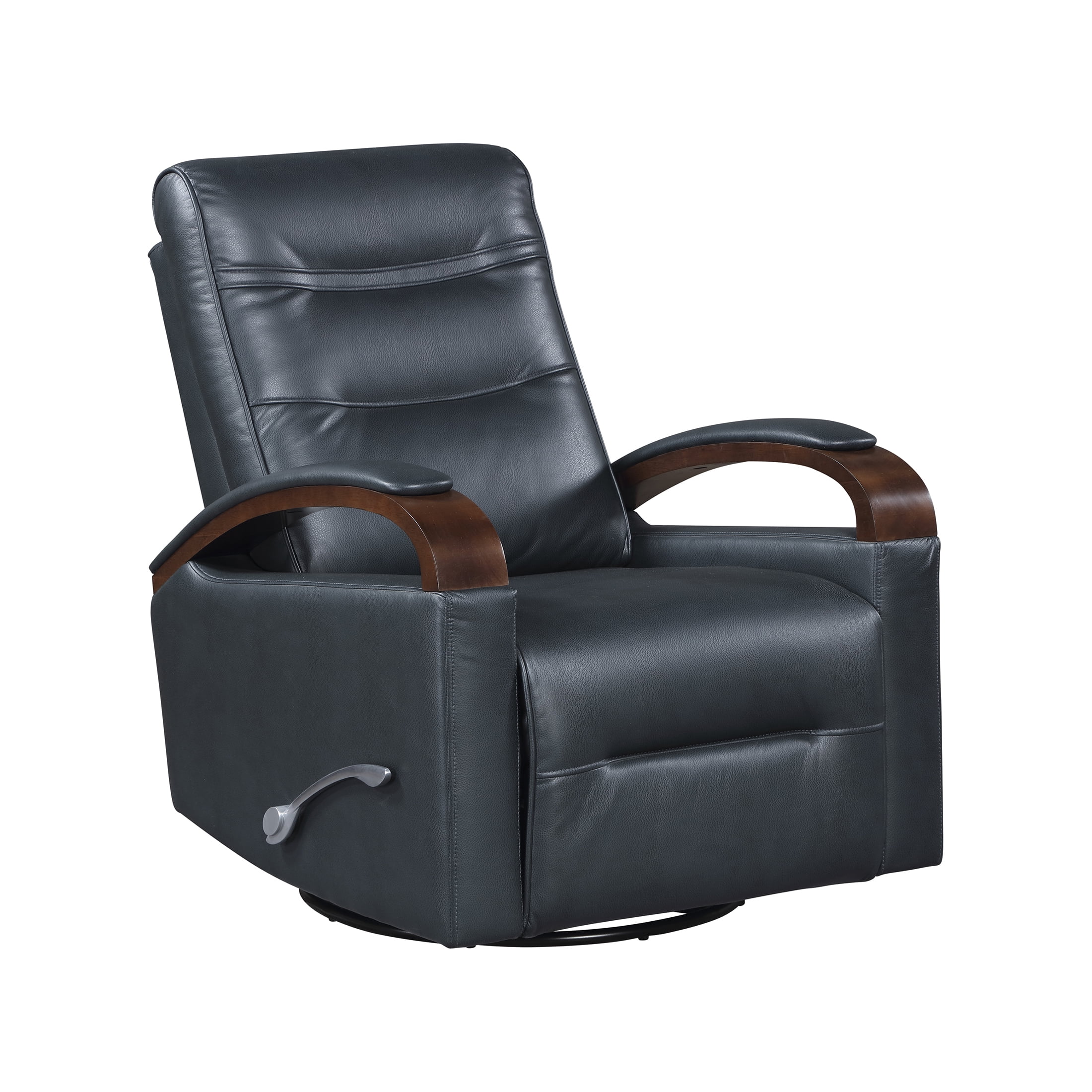 OakvillePark Goldenmere Faux Leather Swivel Glider Reclining Chair, Dark Blue