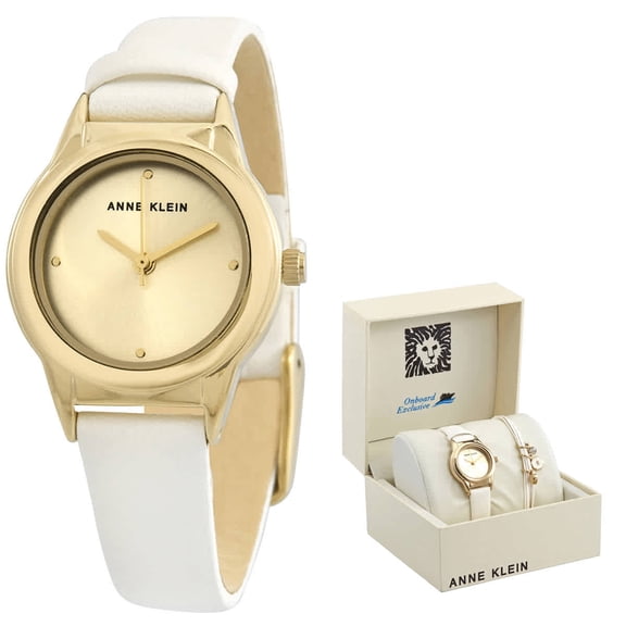 Anne Klein Quartz Gold Dial Ladies Watch and Bracelet Set AK-3524WTST