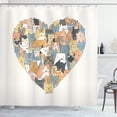 thumbnail image 1 of Ambesonne Cat Lover Shower Curtain, Heart Shaped Frame, 69"Wx84"L, Multicolor, 1 of 3
