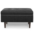 thumbnail image 6 of Simpli Home Shay 34 inch Wide Mid Century Modern Rectangle Mid Century Small Rectangle Coffee Table Storage Ottoman in Distressed Black Vegan Faux Leather, 6 of 13