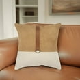 thumbnail image 2 of Brown Beige Leather Band Modern Throw Pillow, 2 of 5