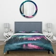 thumbnail image 3 of Designart "The Enchanting Northern Lights in Alaska II" Landscapes Bedding Covert Set - Alaska Pink Modern Bed Set With 2 Shams, 3 of 6