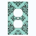 thumbnail image 2 of Metal Light Switch Plate Cover Elegant Teal Black Diamond Rose Damask DAM095, 2 of 13