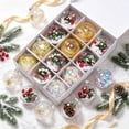 thumbnail image 5 of 12 Pack Pre-Filled Clear Christmas Ball Ornaments,2.4in Transparent Plastic Hanging Baubles with Pine Cone,Berry & Glitter Decor,Assorted Xmas Tree Pendants for Holiday Home Party Decor, 5 of 8
