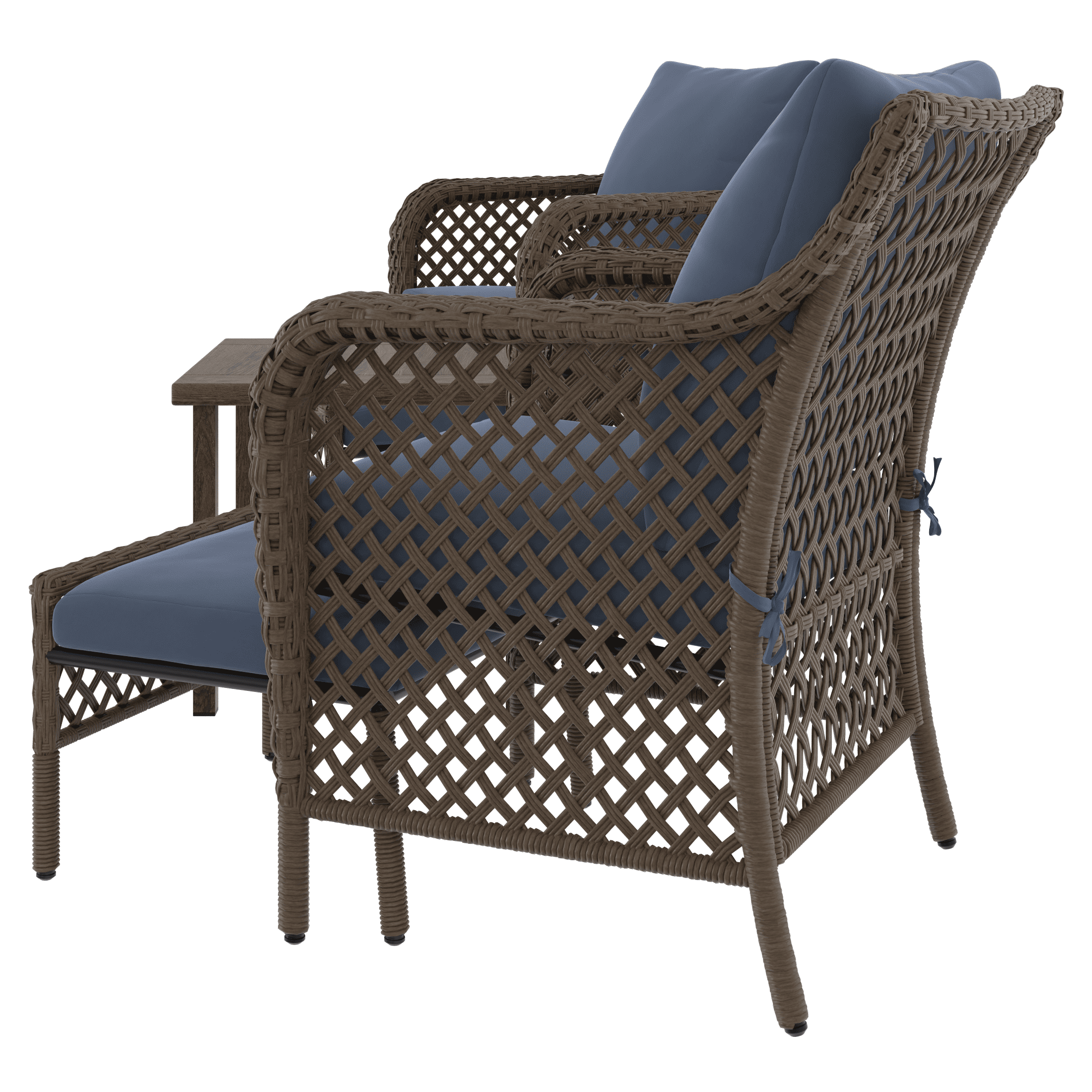 HOMETRENDS Belmont 5-Piece Steel Outdoor Chat Set with Ottomans and Cushions, Navy