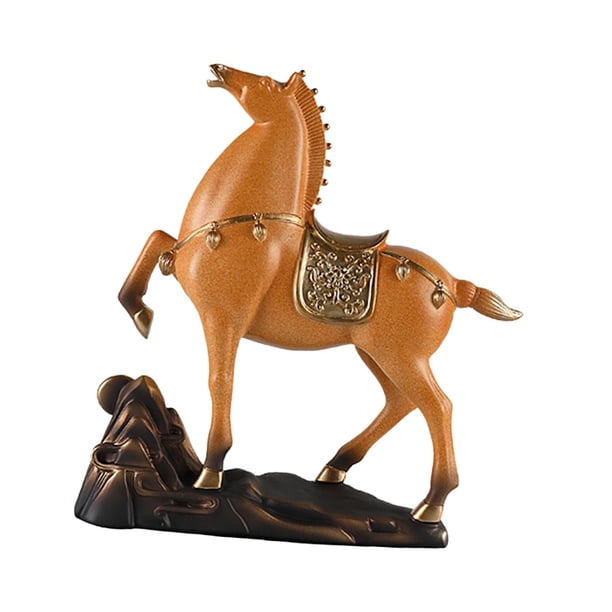 Escultura de caballo para escritorio, 25 x 7 x 26,5 cm. Marrón