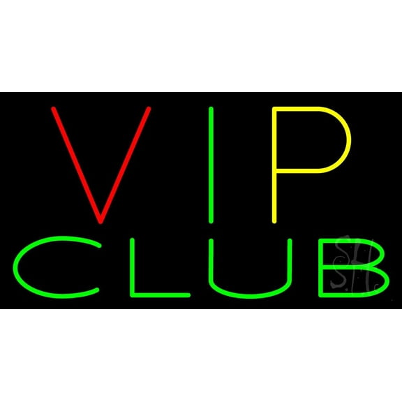 VIP Club LED Neon Sign 20 x 37 - inches, Clear Edge Cut Acrylic Backing, with Dimmer - Bright and Premium built indoor LED Neon Sign for Bar decor.