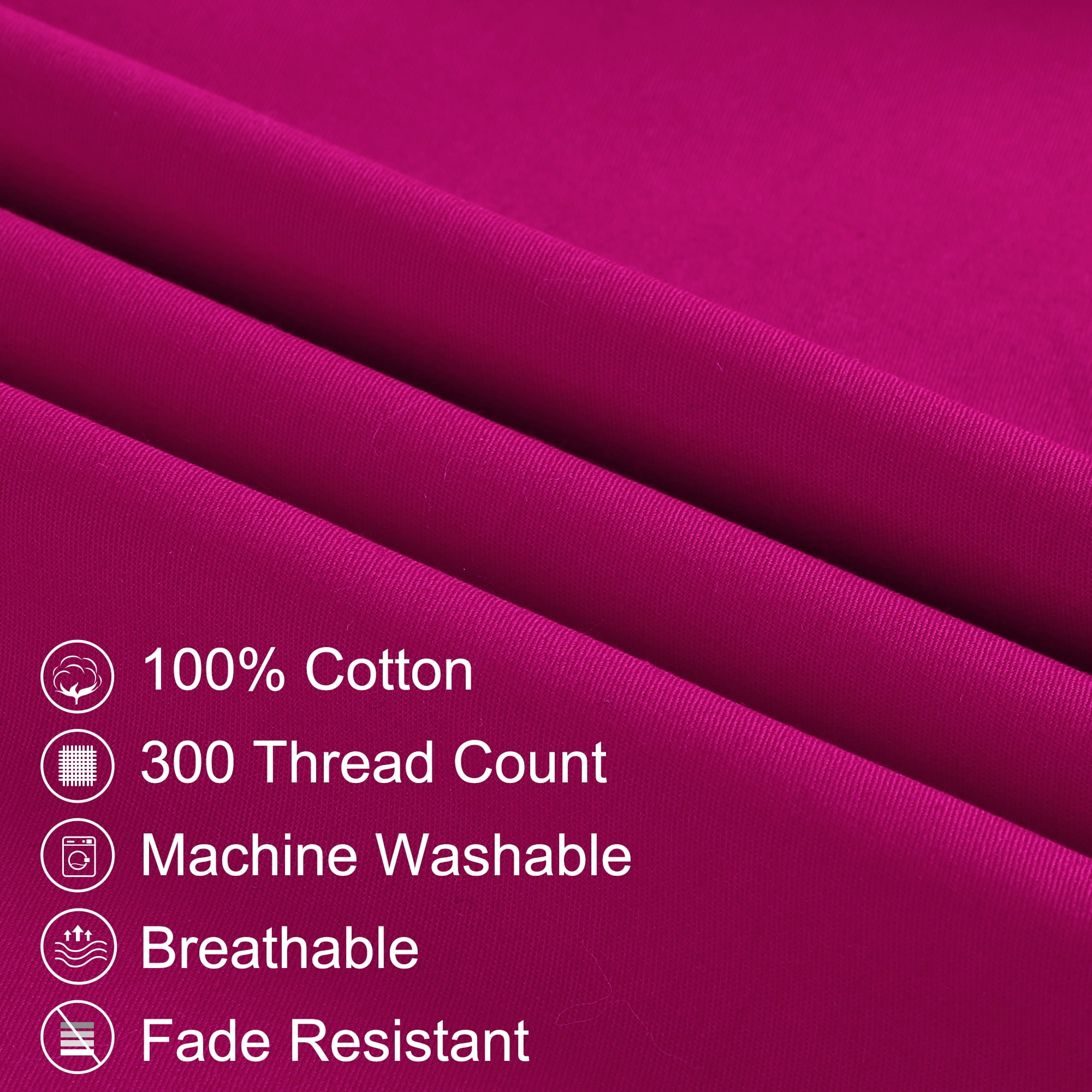 3 Pack Breathable Egyptian Cotton Body Pillow Covers, 20" x 54", Fuchsia Pink