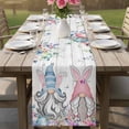 thumbnail image 4 of Gnomes Easter Table Runner - 90 Inch Long Colorful Spring Floral Weeping Eggs Wooden Cotton and Linen Blended Dress Scarves Farmhouse Table Runner for Kitchen Dining, Coffee Table, 13" x 90", 4 of 8